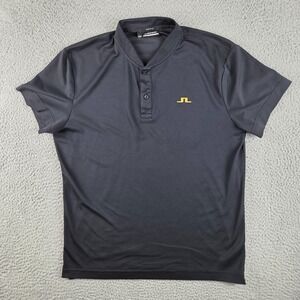 J Lindeberg Shirt Mens Large Black Bode Regular Fit Blade Polo Short Sleeve